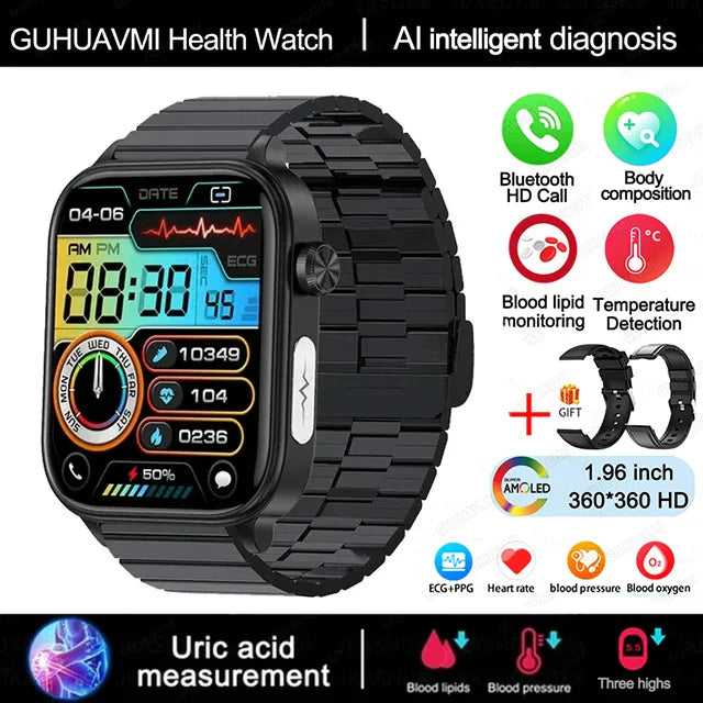 2025 ECG+PPG Health Watch with heart rate and blood pressure monitoring