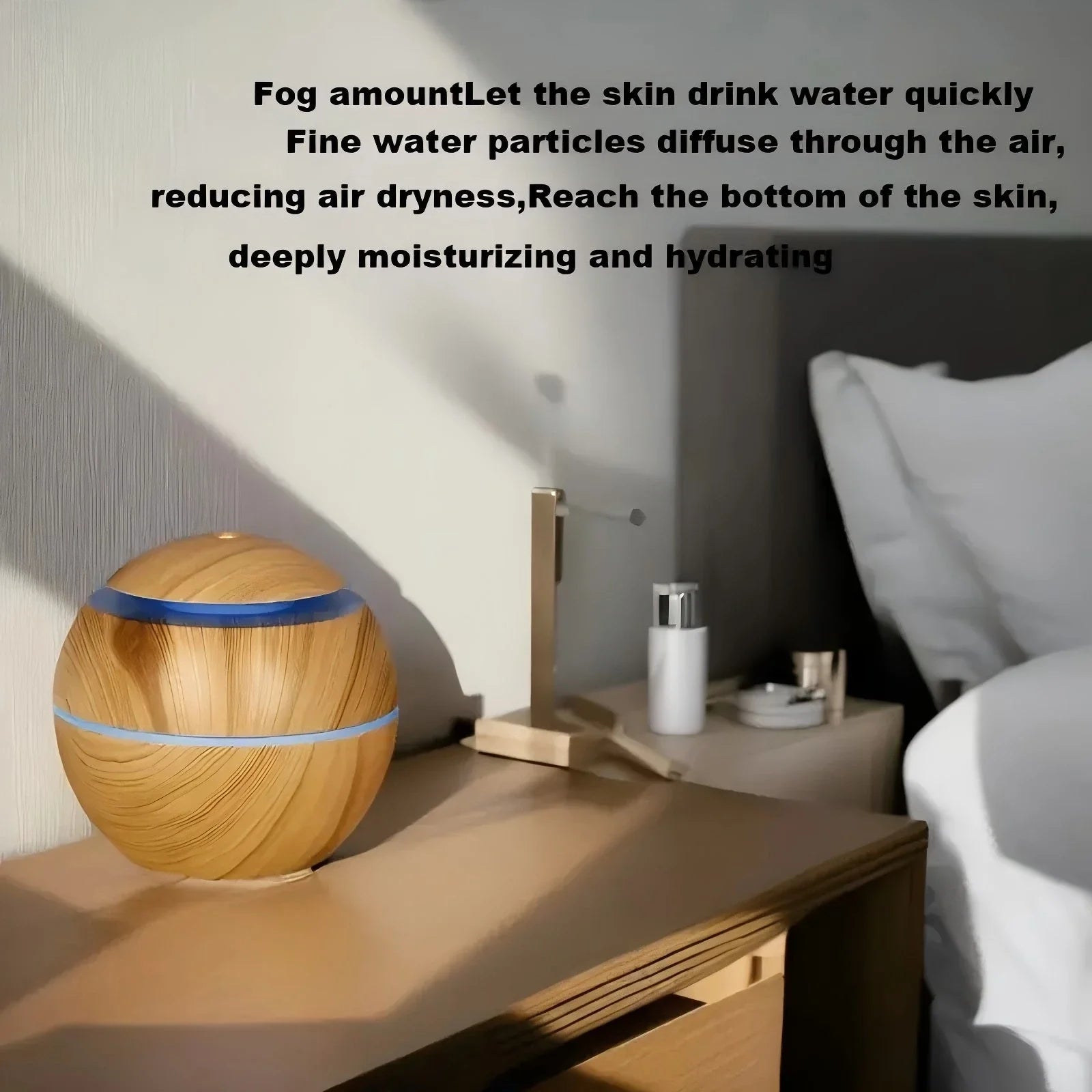 Wood Grain LED Humidifier with cool mist and color-changing lights