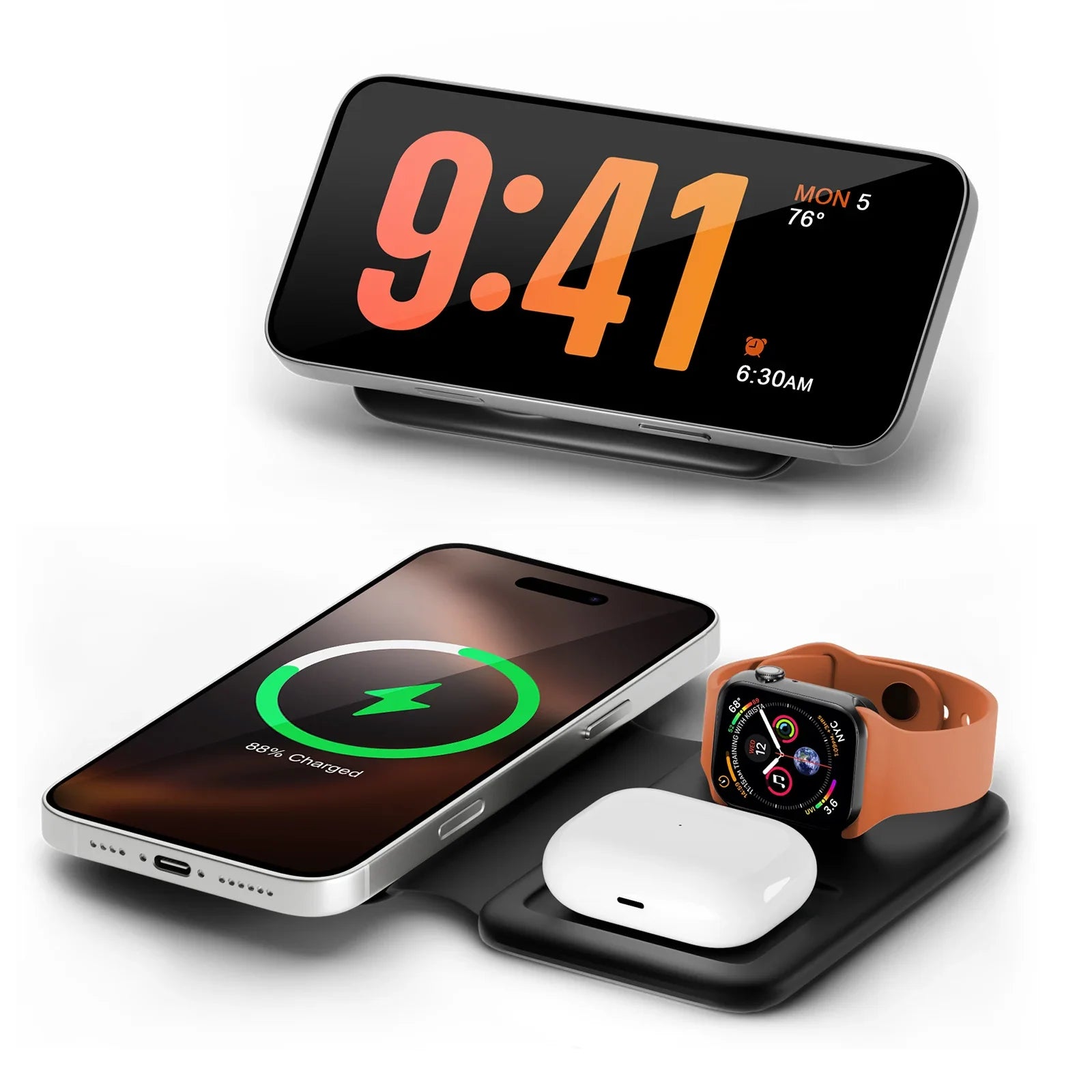 3-in-1 Magnetic Wireless Charger for iPhone, Watch, and AirPods