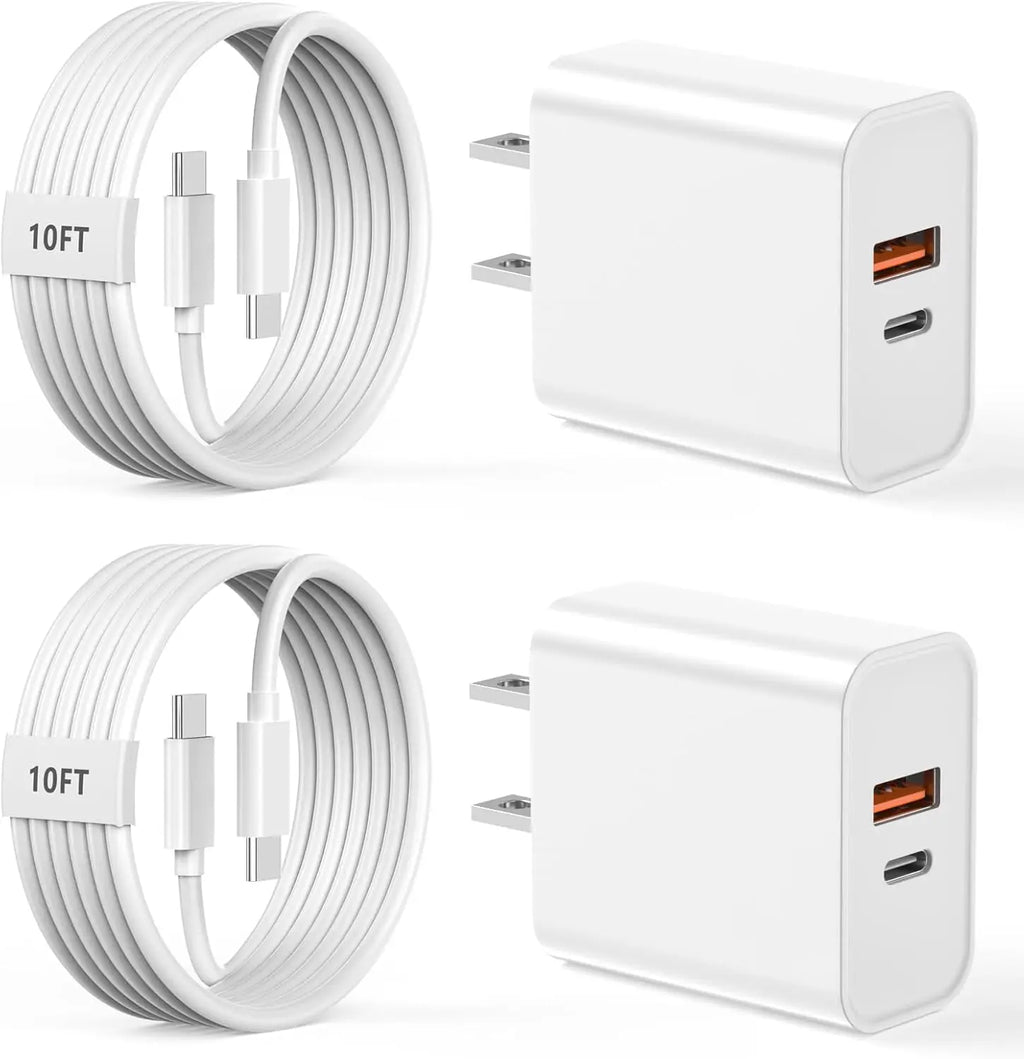 2-Pack 20W USB-C Chargers for fast charging phones and tablets