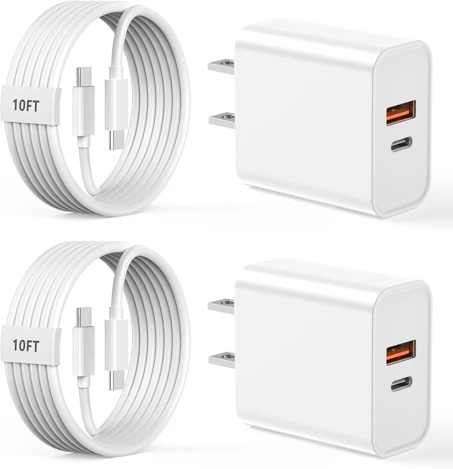 2-Pack 20W USB-C Chargers for fast charging phones and tablets