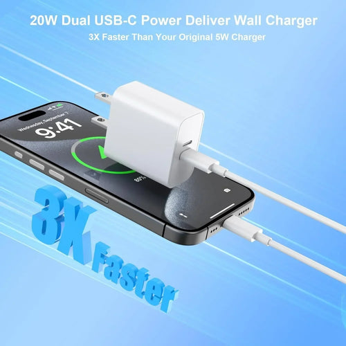 2-Pack 20W USB-C Chargers for fast charging phones and tablets