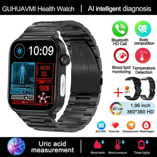 2025 ECG+PPG Health Watch with heart rate and blood pressure monitoring