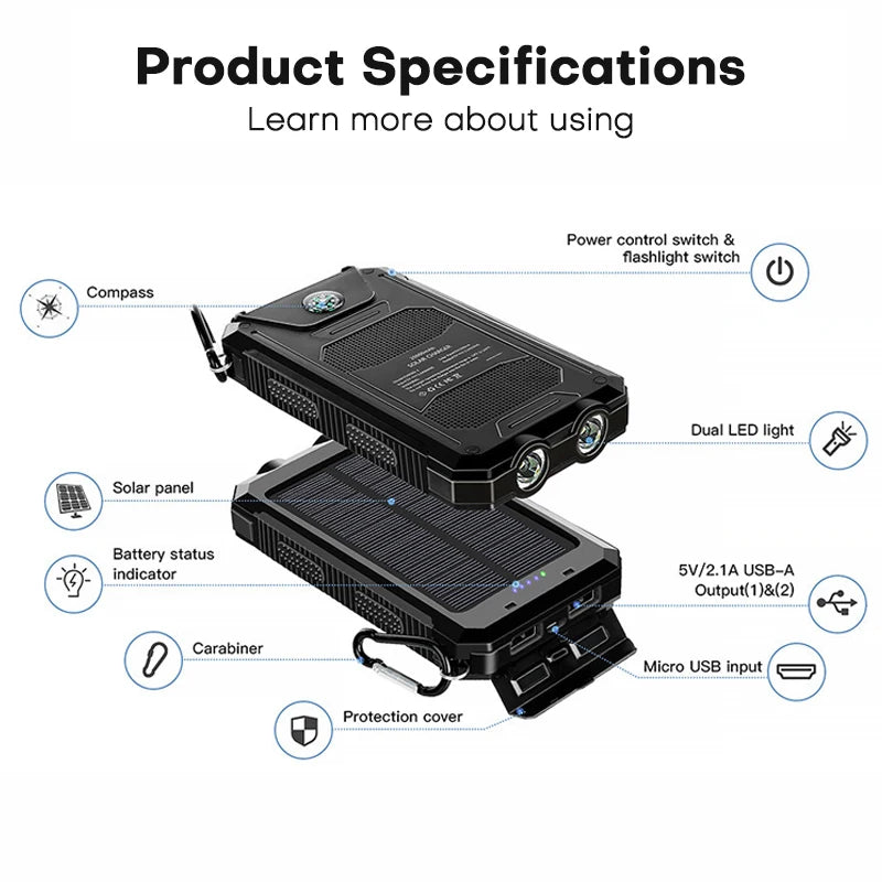 TUODES 20,000mAh Solar Powerbank