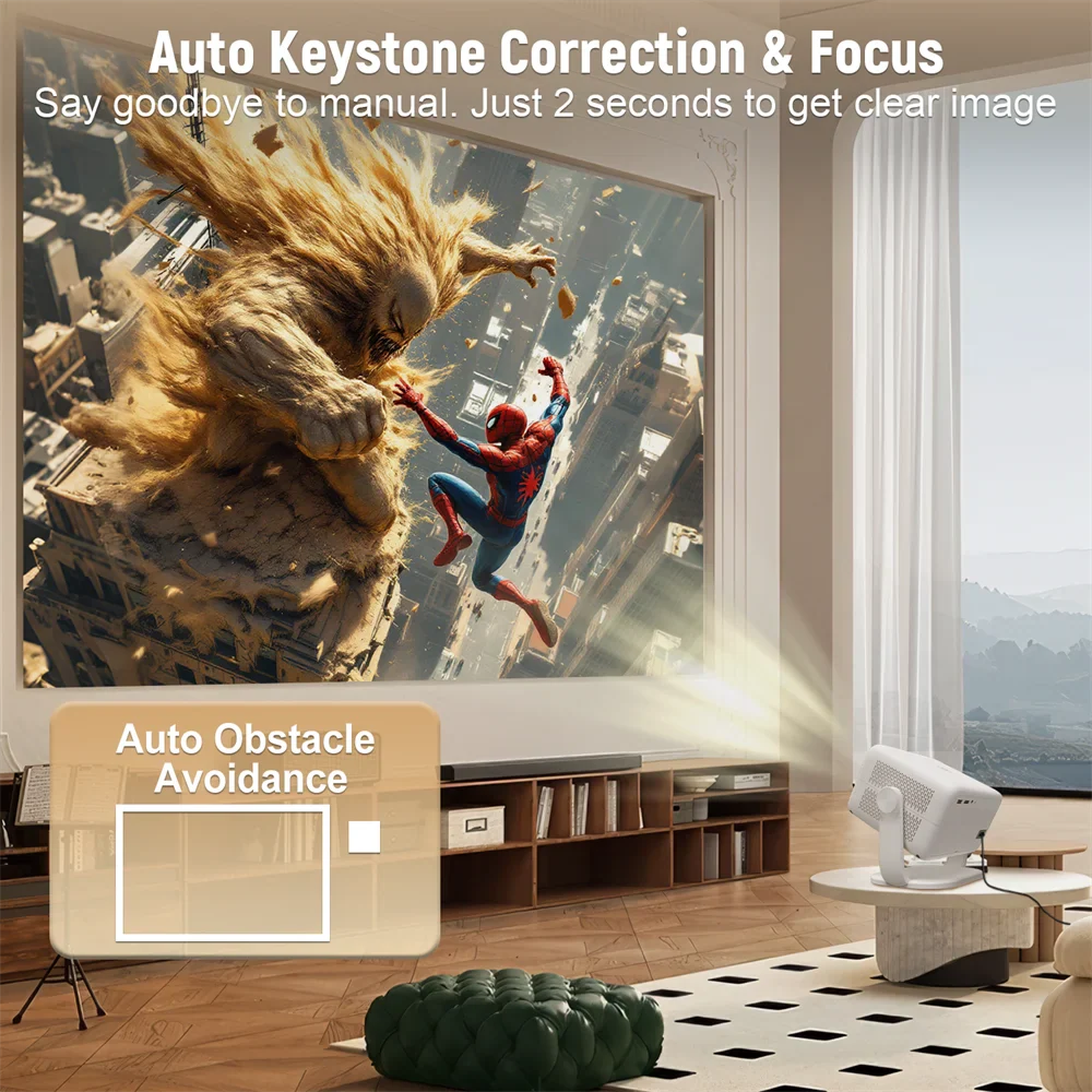 Velec 4K Smart Projector displaying ultra HD visuals for home theater