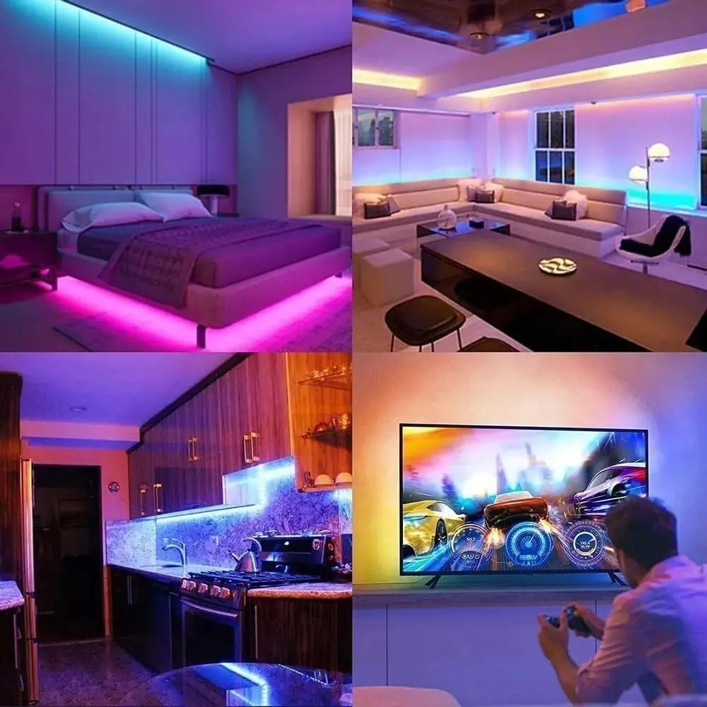Music Sync LED Strip Lights reacting to sound in a bedroom