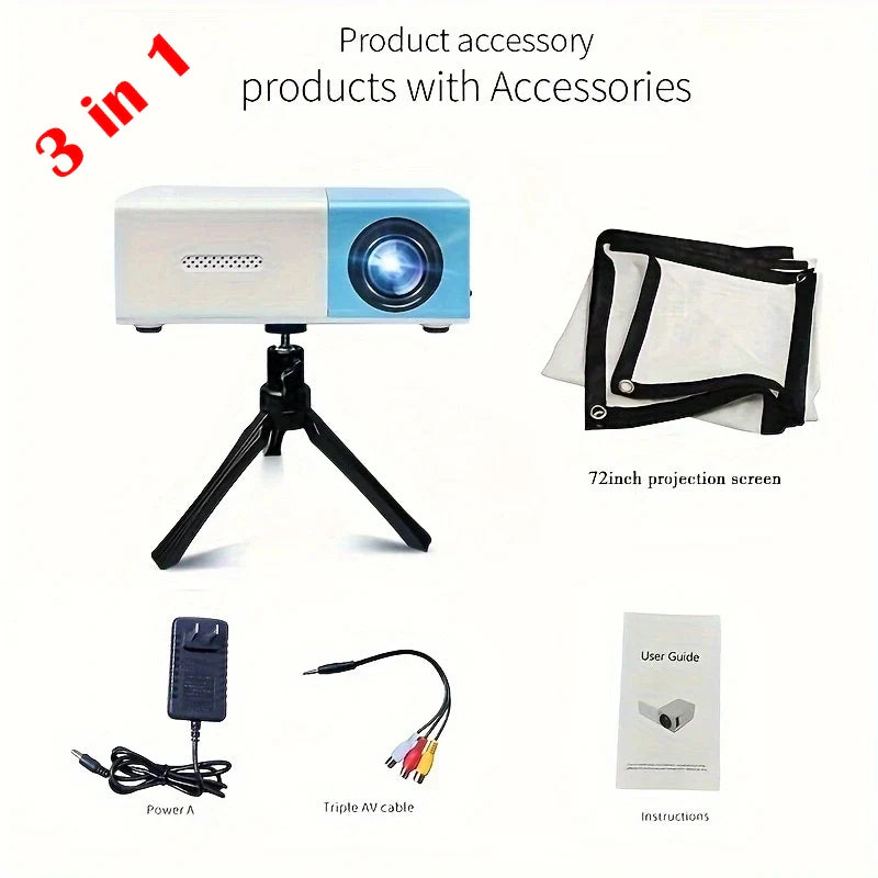 Mini HD Portable Projector for movies, gaming, and presentations