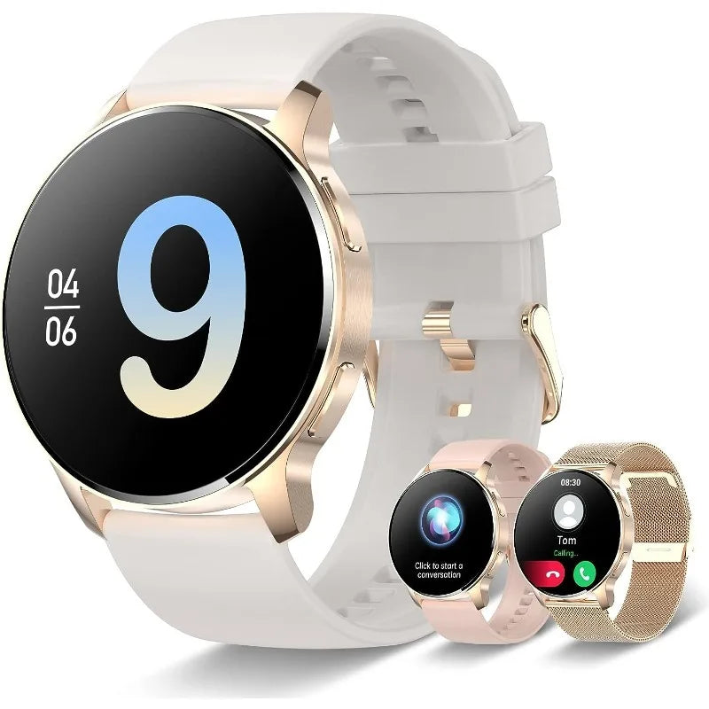 Women’s Waterproof Smartwatch with fitness tracking and heart rate monitor